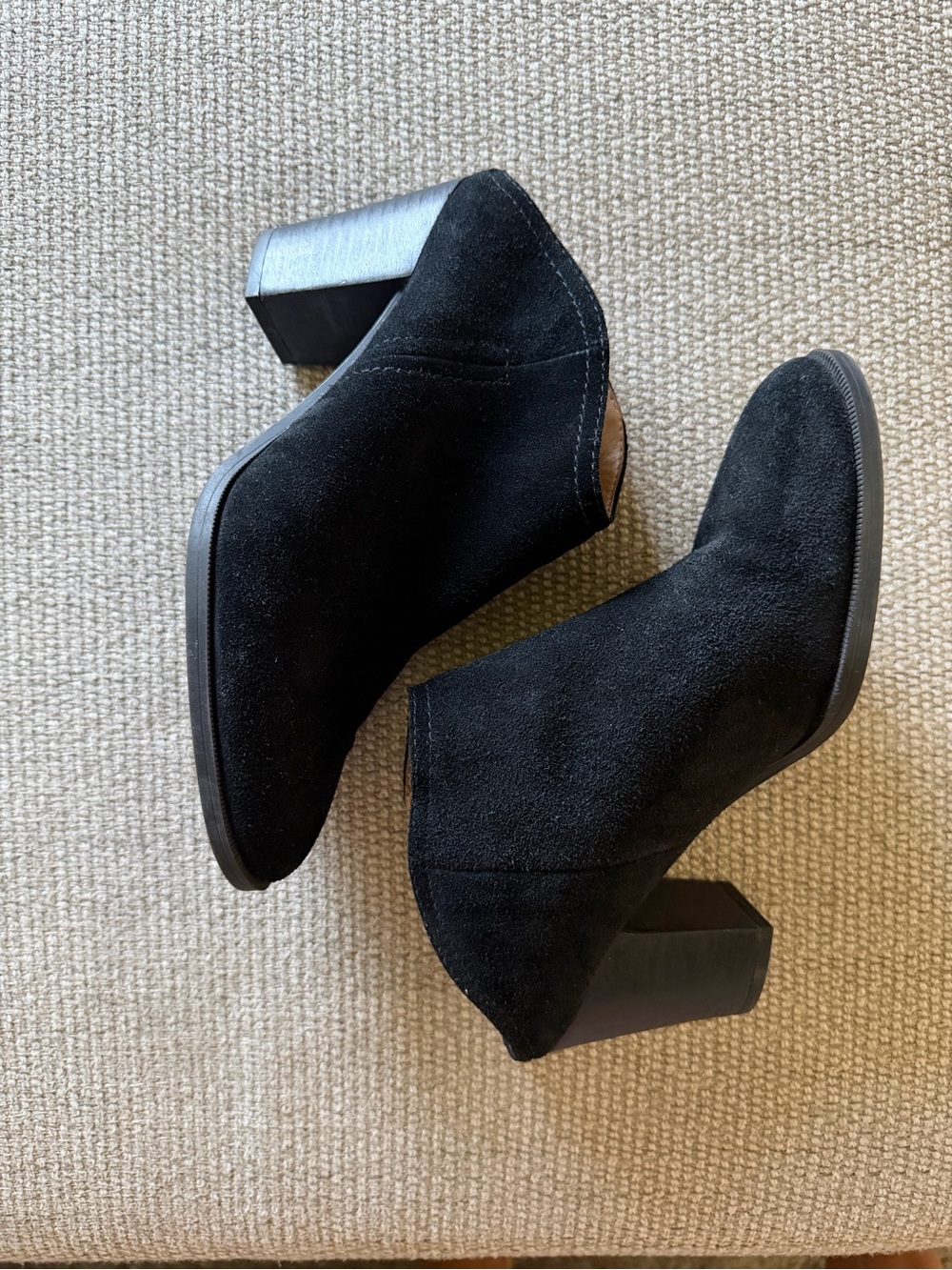 Franco Sarto Black Suede Block Heel Mules